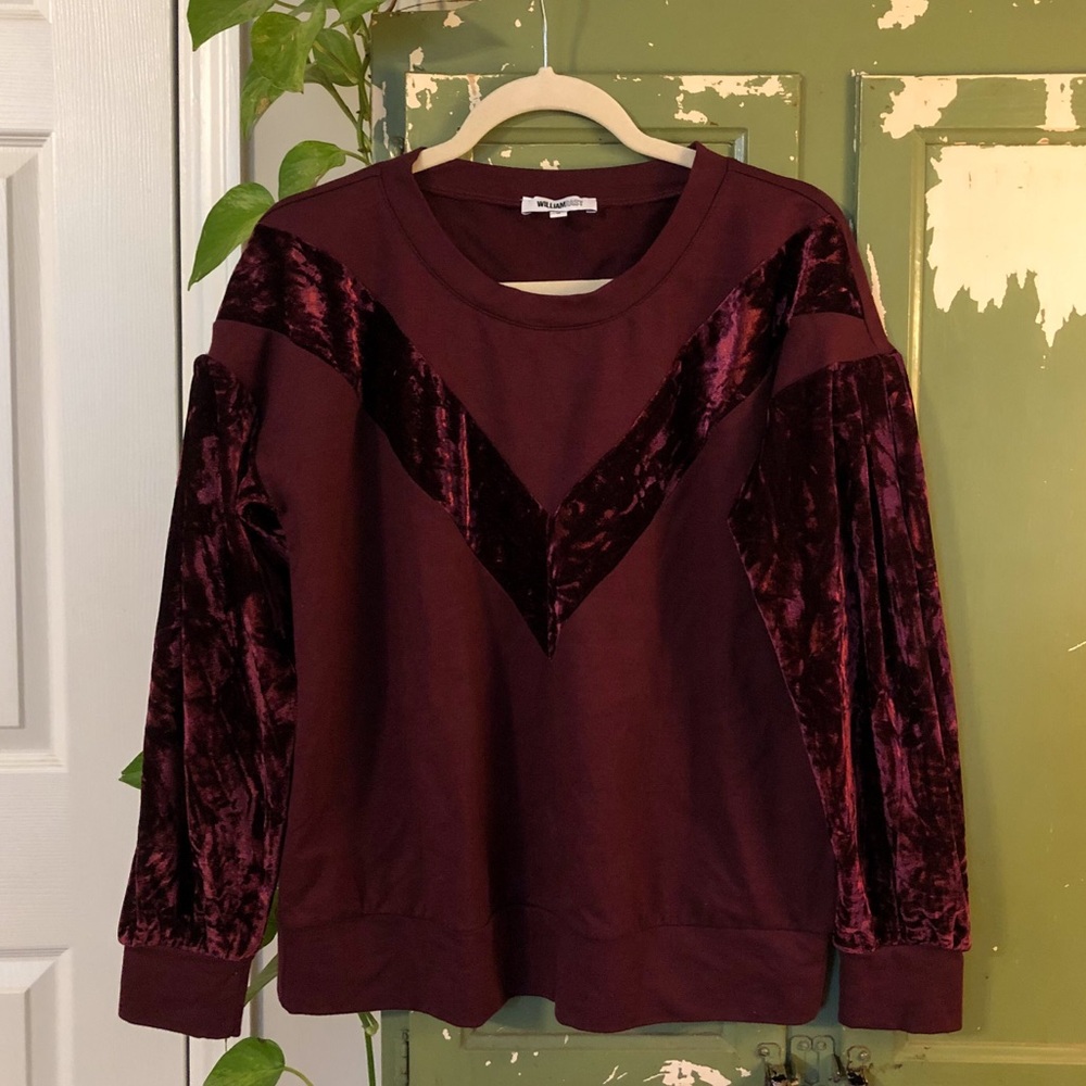 NWOT William Rast Velvet Colorblock Sweatshirt